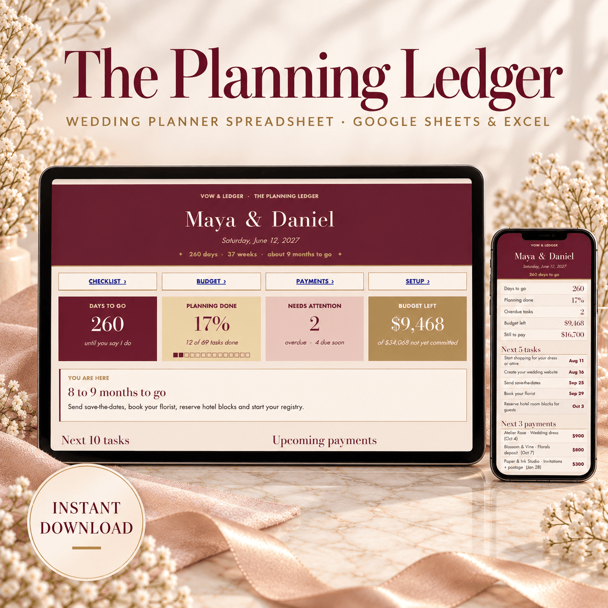 The Planning Ledger V1 — Wedding Planning Spreadsheet & Timeline - My Store