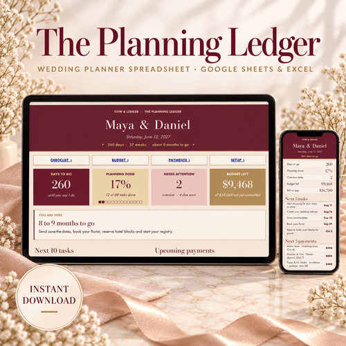 The Planning Ledger V1 — Wedding Planning Spreadsheet & Timeline - My Store