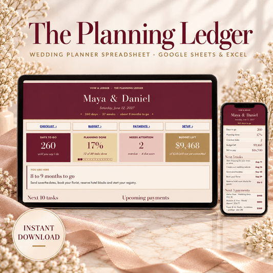 The Planning Ledger V1 — Wedding Planning Spreadsheet & Timeline - My Store